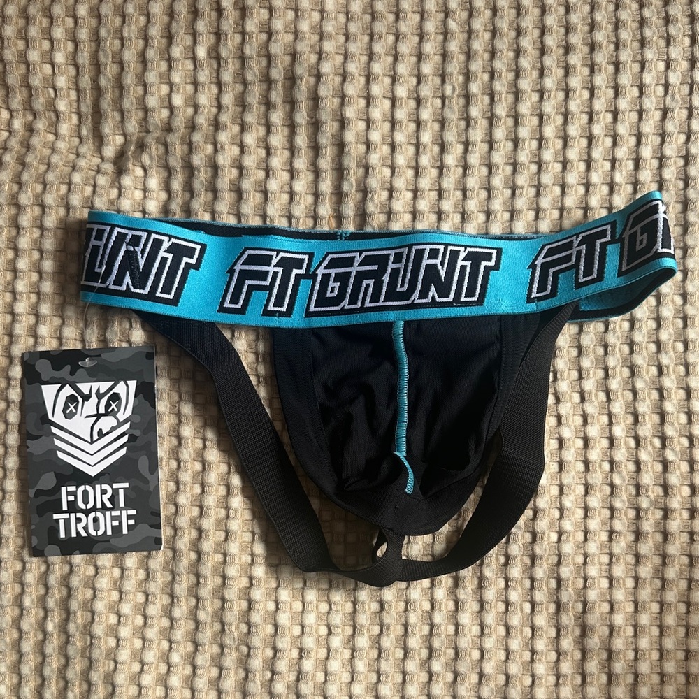 Fort Troff Men's Black and Blue Sheer Mesh Shadow Jockstrap